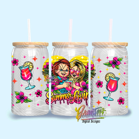 Summer Lovin’ Horror Libbey Design PNG, Horror Summer Template for UVDTF or Sublimation Printing PNG Only!