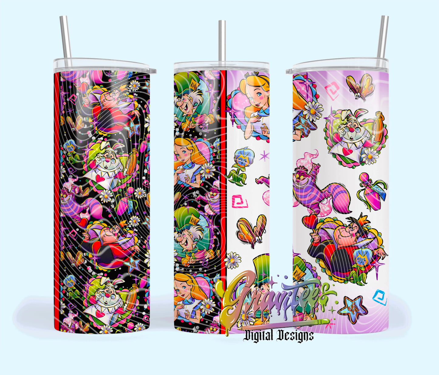 Rabbit Hole 20oz Tumbler Template Design PNG, for UVDTF or Sublimation Printing PNG Only