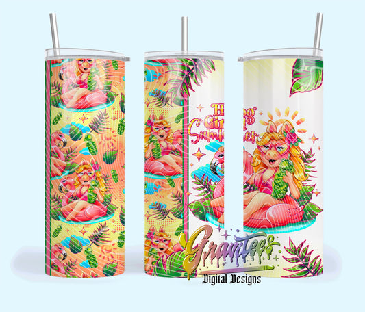 Hog Girl Summer Design 20oz Tumbler Template Design PNG,  for UVDTF or Sublimation Printing PNG Only