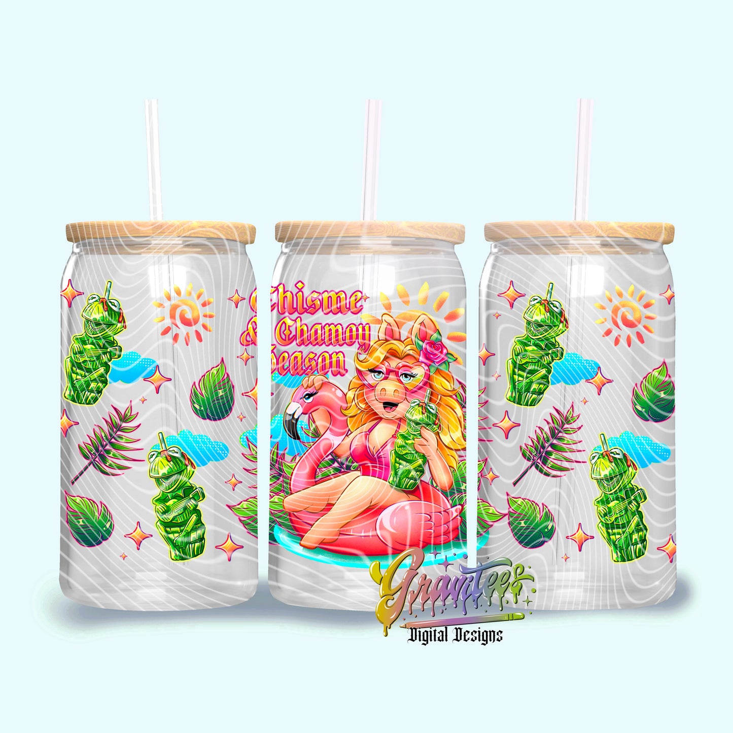Chisme & Chamoy Summer Design 16oz Tumbler Template Design PNG, for UVDTF or Sublimation Printing PNG Only