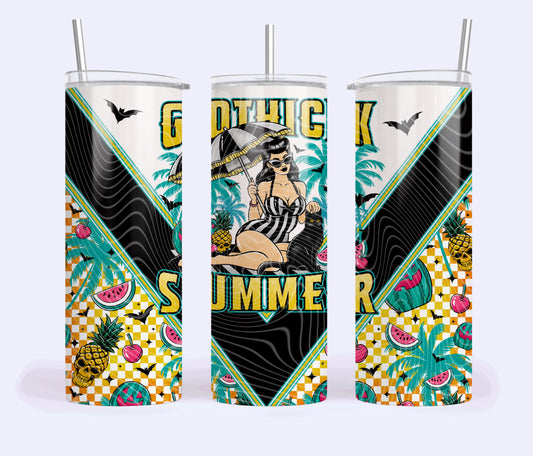 Gothick Summer 01 Skinny Tumbler Design Png, Gothick Summer Clipart, Gothick Summer Clipart, Clipart for DTF or Shirt Printing, PNG Only!