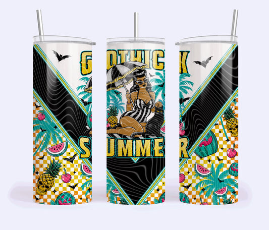 Gothick Summer 02 Skinny Tumbler Design Png, Gothick Summer Clipart, Gothick Summer Clipart, Clipart for DTF or Shirt Printing, PNG Only!