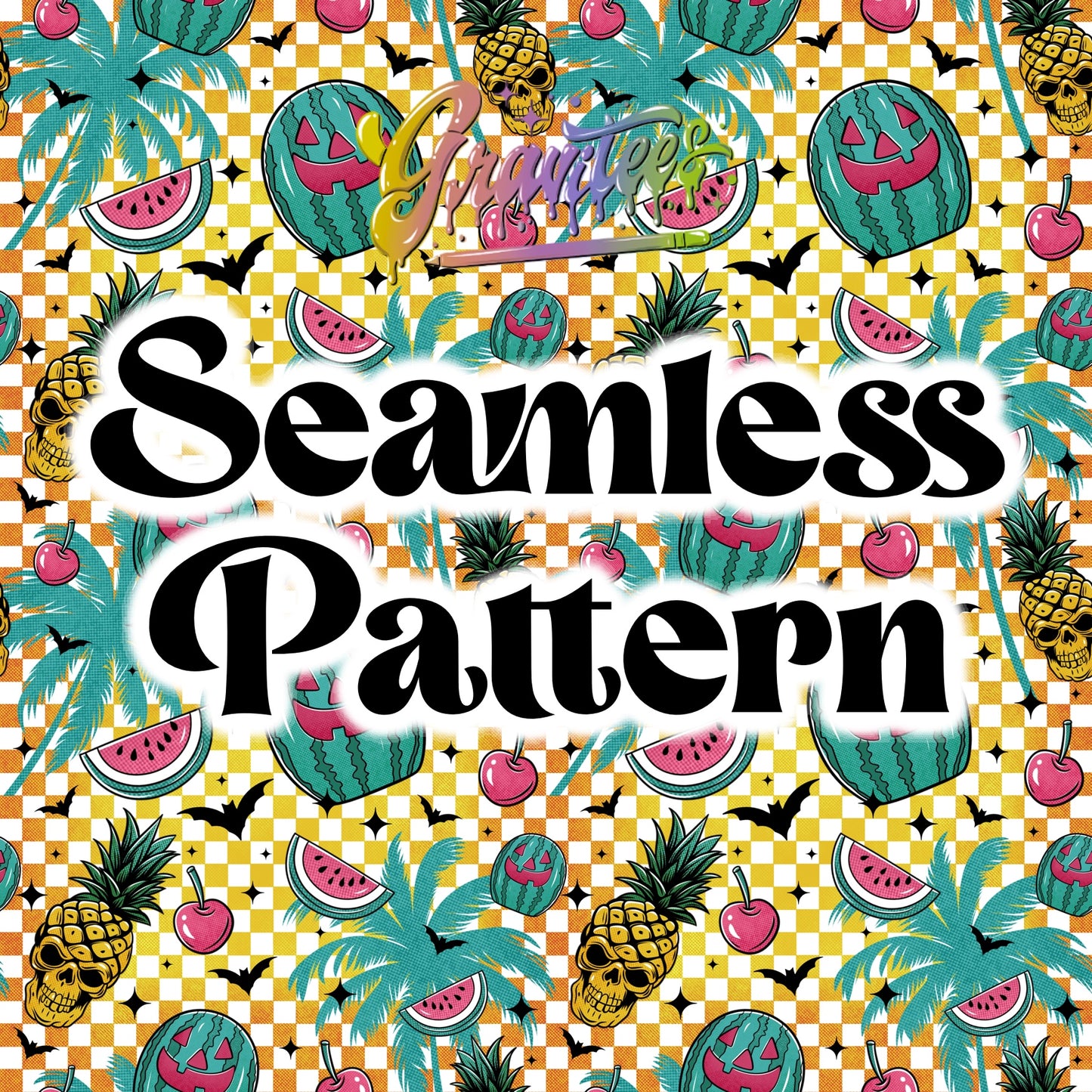 Gothick Summer Seamless Design Png, Gothick Clipart, Gothick Clipart, Clipart for DTF or Shirt Printing, PNG Only!