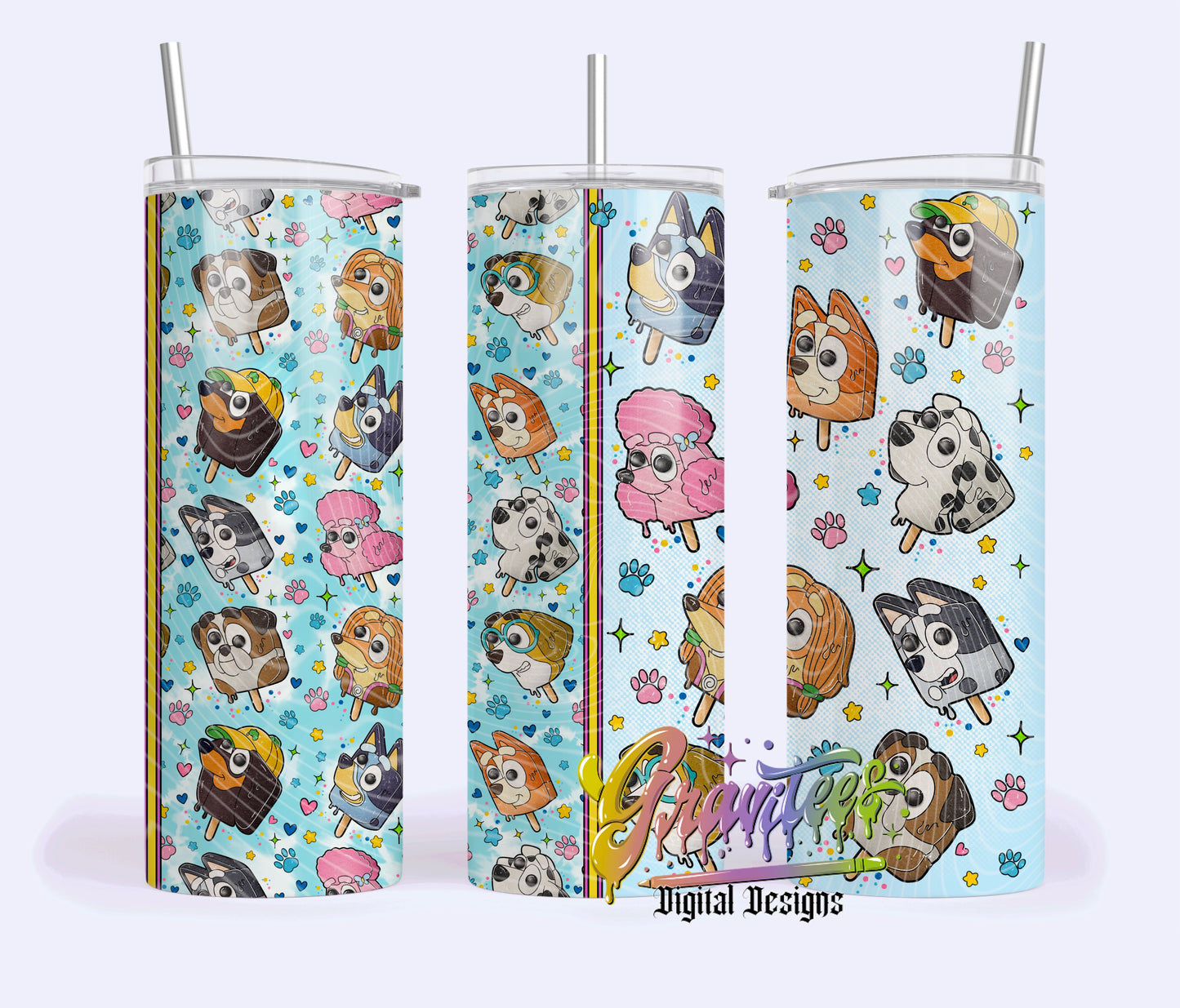 Ice Cream Dog Friends Skinny Template Design Png, Ice Cream Dog Friends Clipart for UVDTF or Sublimation Printing, PNG Only!