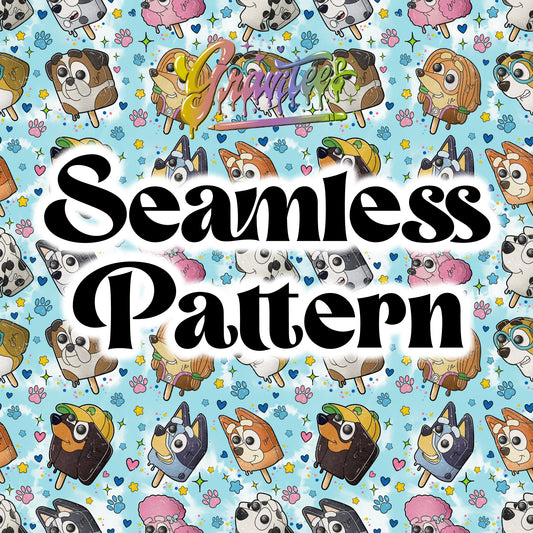 Ice Cream Dog Friends Seamless Design Png, Ice Cream Dog Friends Clipart for DTF or Shirt Printing, PNG Only!