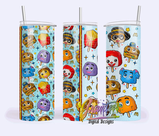 Fast Food Ice Cream Skinny Template Design Png, 90s Clipart, Food Friends Clipart for UVDTF or Sublimation Printing, PNG Only!