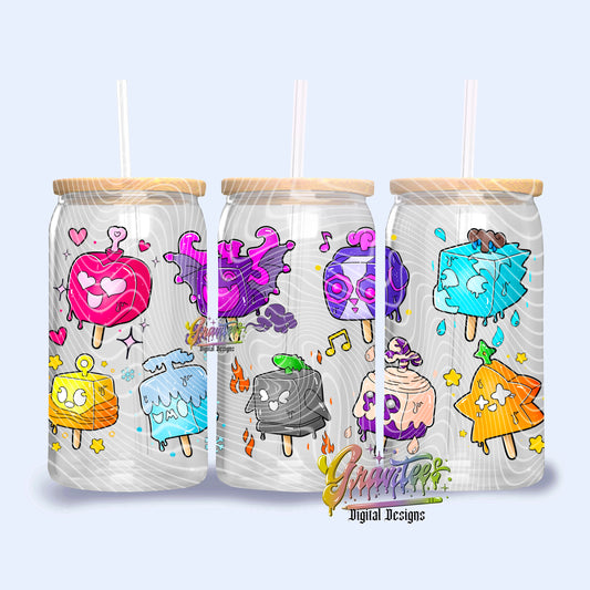 Gamer Fruit Ice Cream Libbey Design Png, Gamer Clipart for UVDTF or Sublimation Printing, PNG Only!