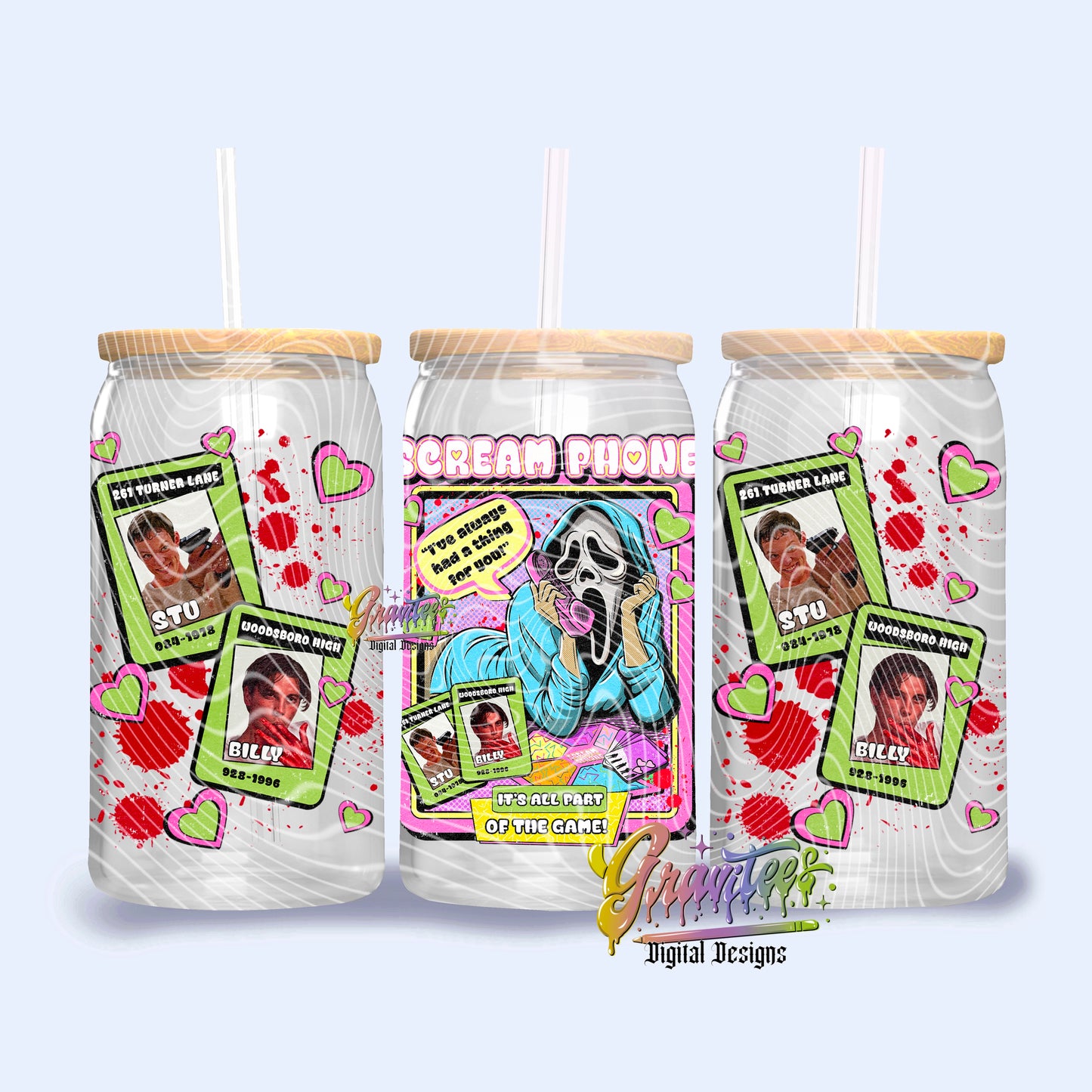 Phone Game Horror Libbey Template Design Png, Phone Game Libbey Clipart for DTF or Shirt Printing, PNG Only!
