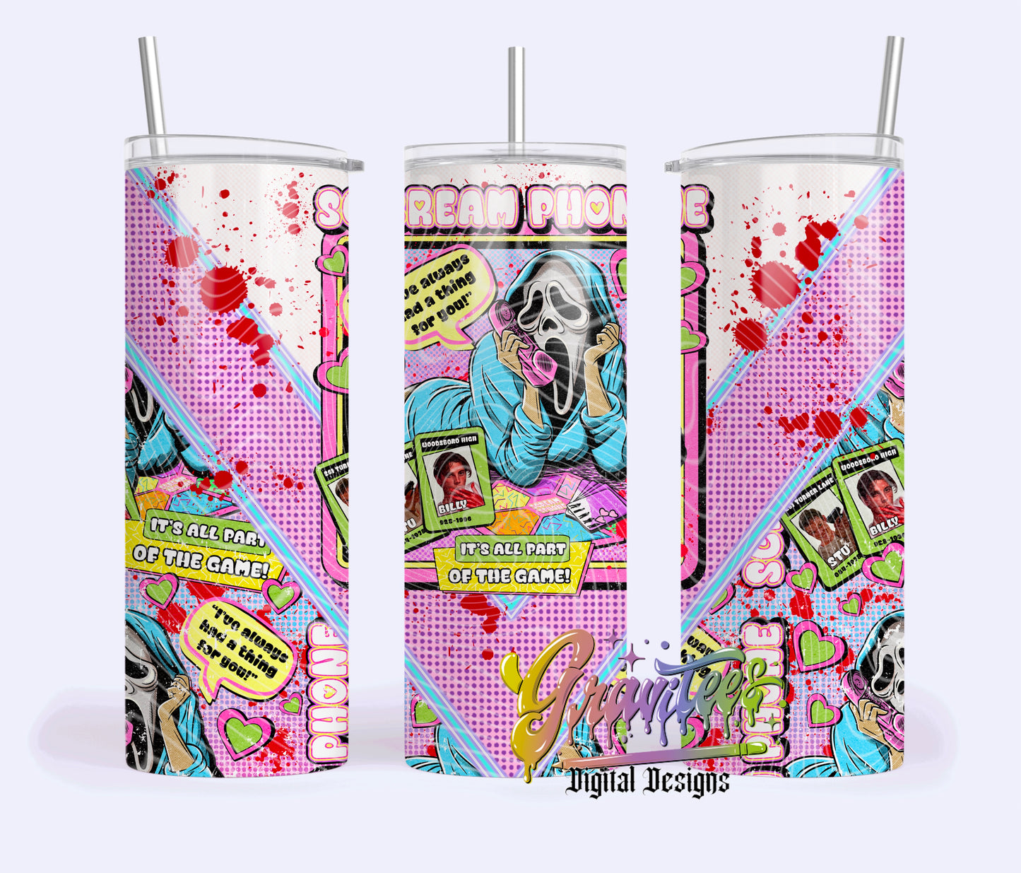 Phone Game Horror Skinny Template Design Png, Phone Game Skinny Clipart for DTF or Shirt Printing, PNG Only!