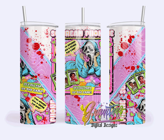 Phone Game Horror Skinny Template Design Png, Phone Game Skinny Clipart for DTF or Shirt Printing, PNG Only!