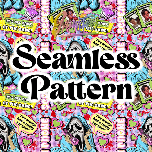 Phone Game Horror Seamless Design Png, Phone Game Seamless Clipart for DTF or Shirt Printing, PNG Only!