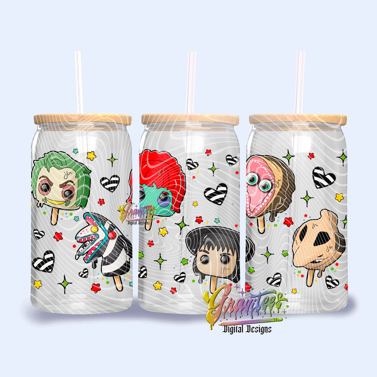 Scary ICE CREAMLibbey Template Design Png, ICE CREAM Libbey Clipart for DTF or Shirt Printing, PNG Only!