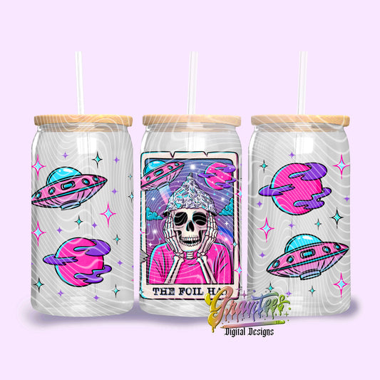 The Foil Hat Libbey Design Png, Skeleton Tarot Libbey Template  for UVDTF or Sublimation Printing, PNG Only!