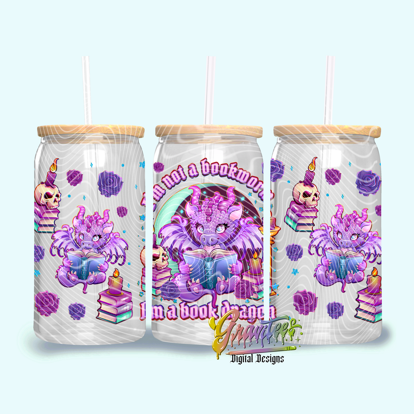 I’m a book dragon Design 16oz Tumbler Template Design PNG, for UVDTF or Sublimation Printing PNG Only!!