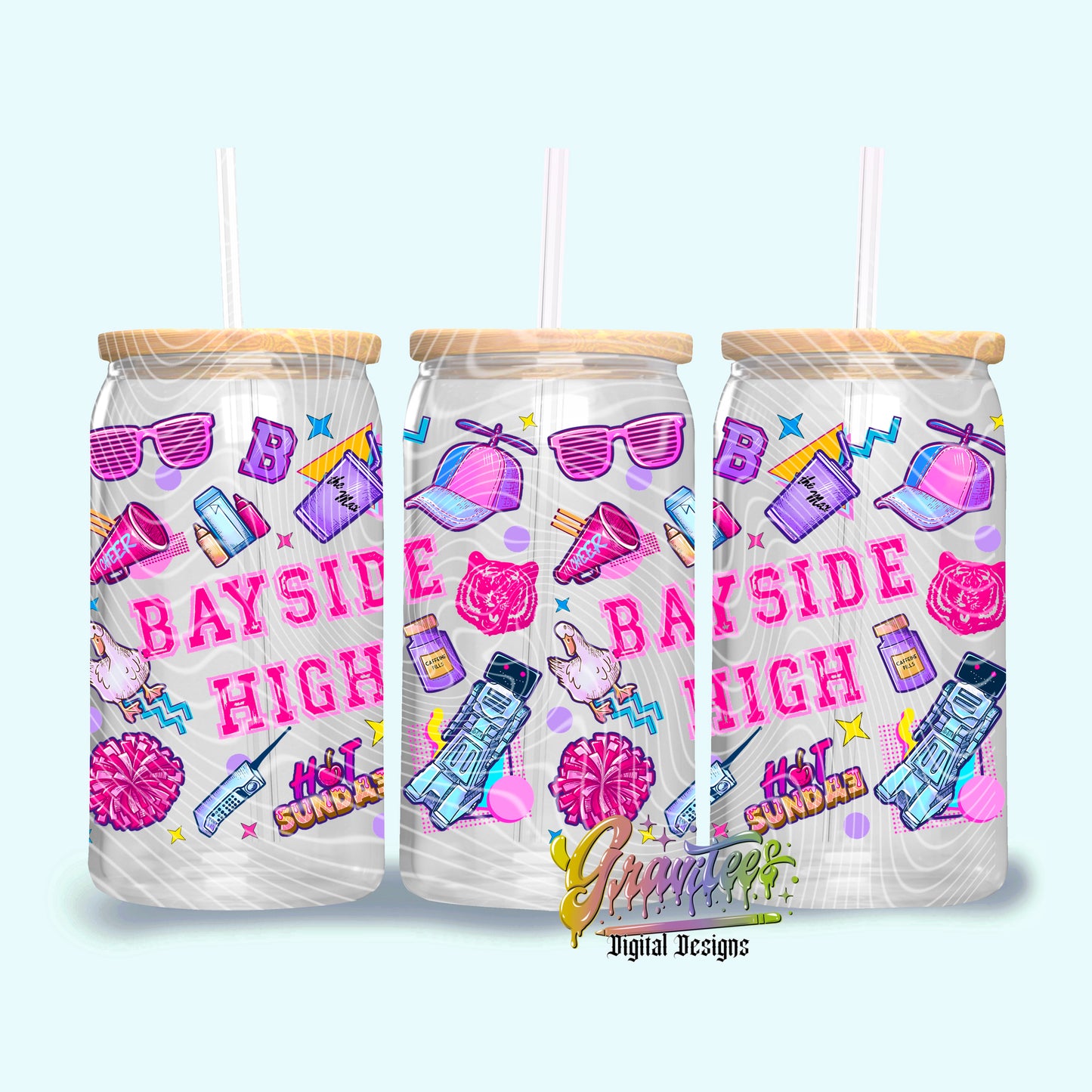 90’s High School Design 16oz Tumbler Template Design PNG, for UVDTF or Sublimation Printing PNG Only!!