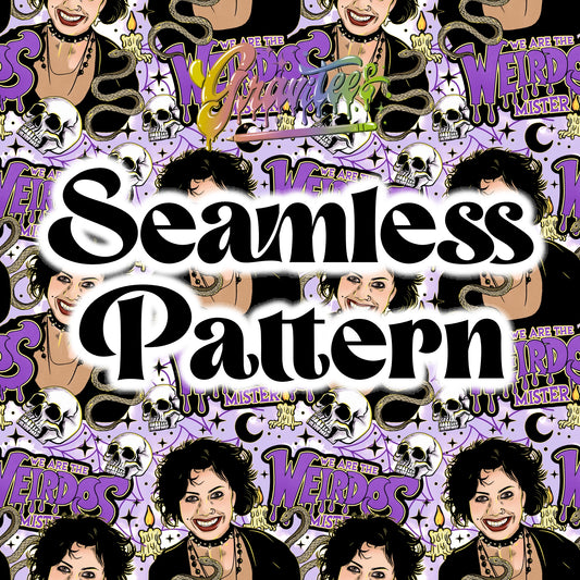 Weirdo Witch Seamless Design PNG, Witch Clipart for DTF or Shirt Printing PNG Only!