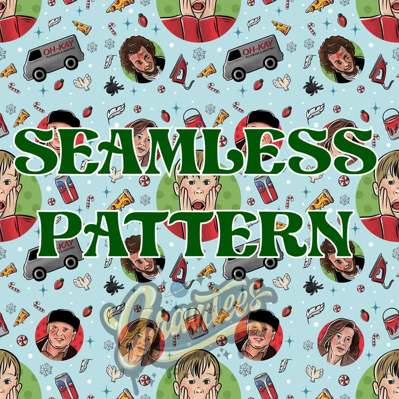 Home Alone Seamless Pattern, Christmas Seamless Pattern for Fabric Printing, Tumblers Etc PNG Only!