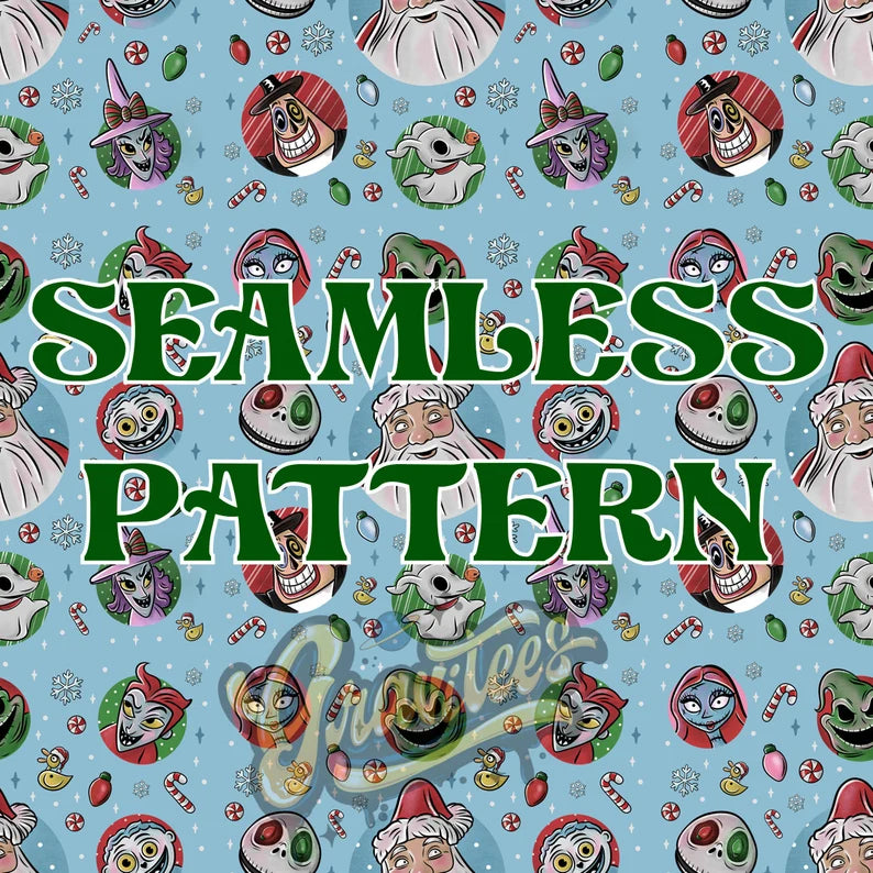 Nightmare Seamless Pattern, Christmas Seamless Pattern for Fabric Printing, Tumblers Etc PNG Only!