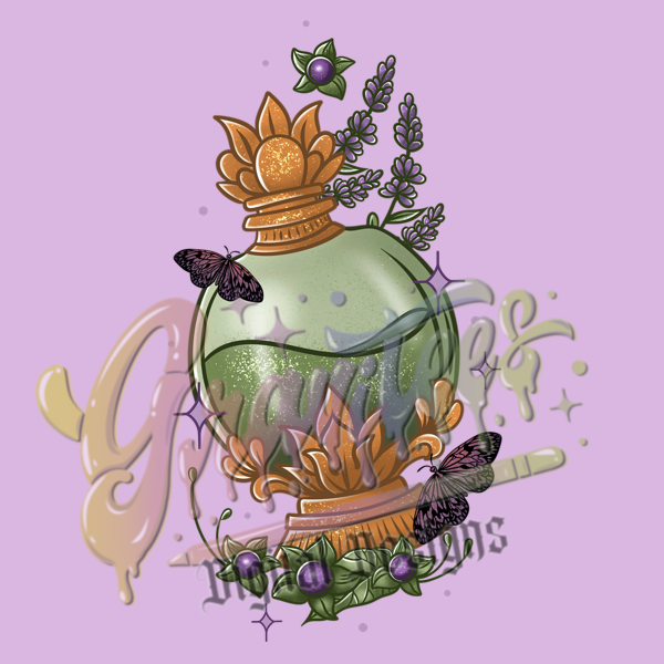 Verbena Botanicals PNG Sleeve Design, Practical Magic Sleeve Clipart PNG Only!