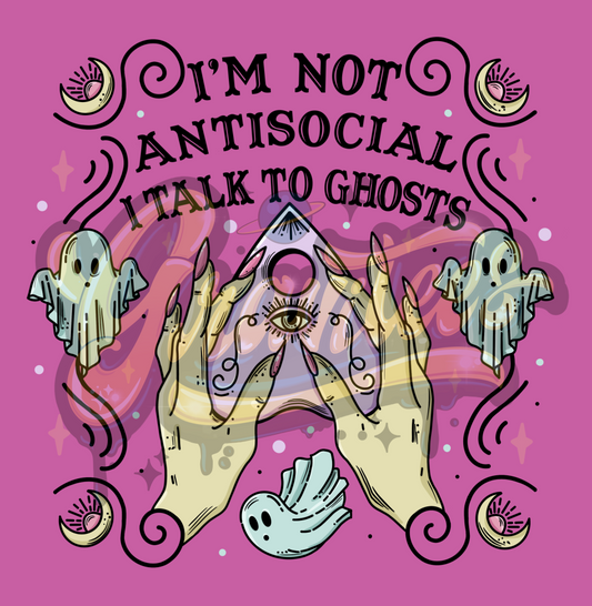 I'm Not Antisocial I talk to Ghosts PNG, Witch Clipart, Coven Clipart, Halloween Witch Clipart for DTF or Shirt Printing, PNG Only!