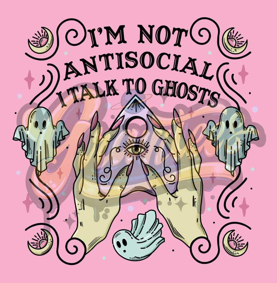 I'm Not Antisocial I talk to Ghosts PNG, Witch Clipart, Coven Clipart, Halloween Witch Clipart for DTF or Shirt Printing, PNG Only!