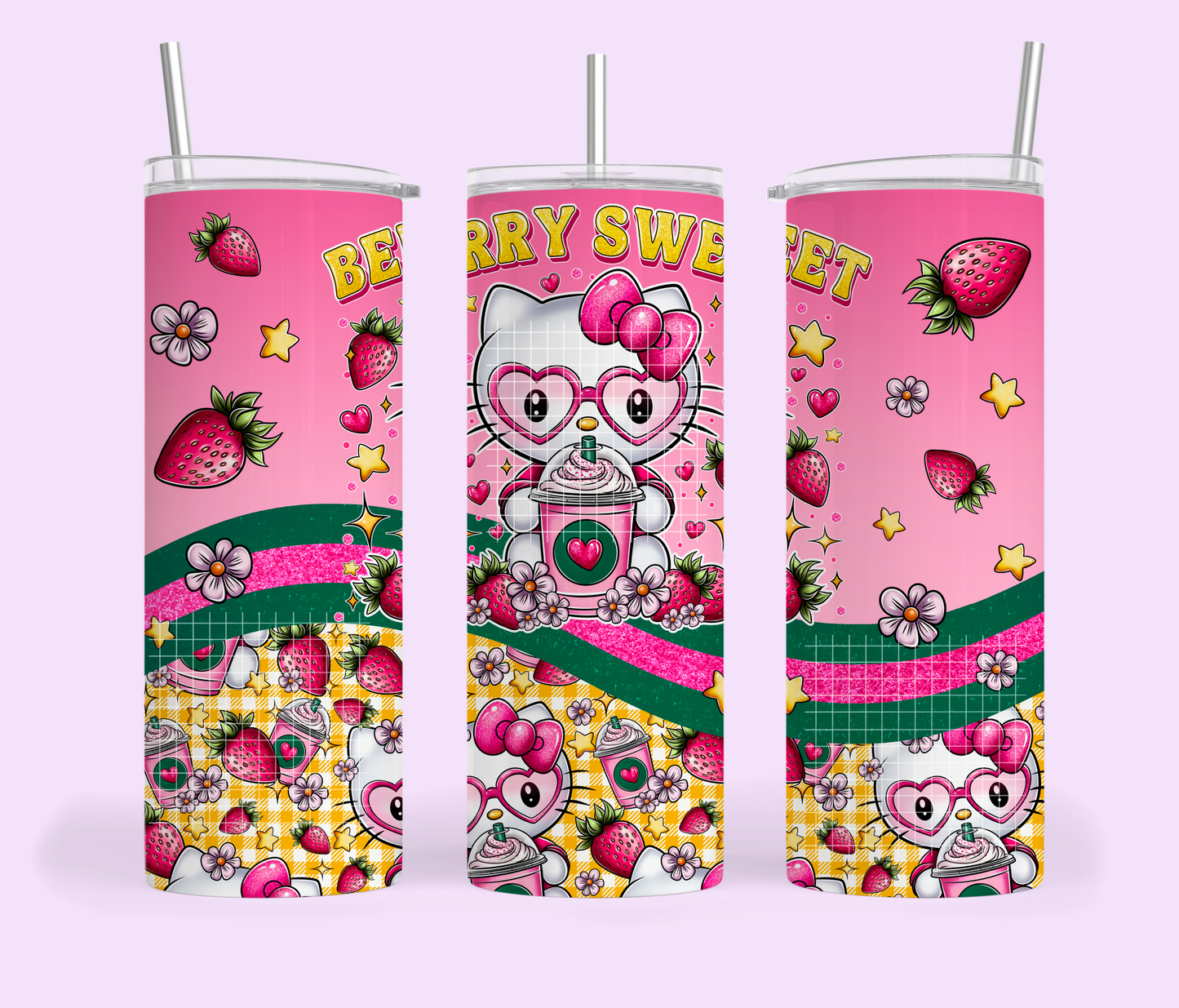 Berry Sweet 20 oz. Tumbler Template Png, Kitty Clipart, Trendy Clipart for DTF or Shirt Printing, PNG Only!