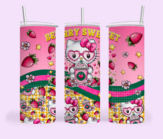 Berry Sweet 20 oz. Tumbler Template Png, Kitty Clipart, Trendy Clipart for DTF  or Shirt Printing, PNG Only!