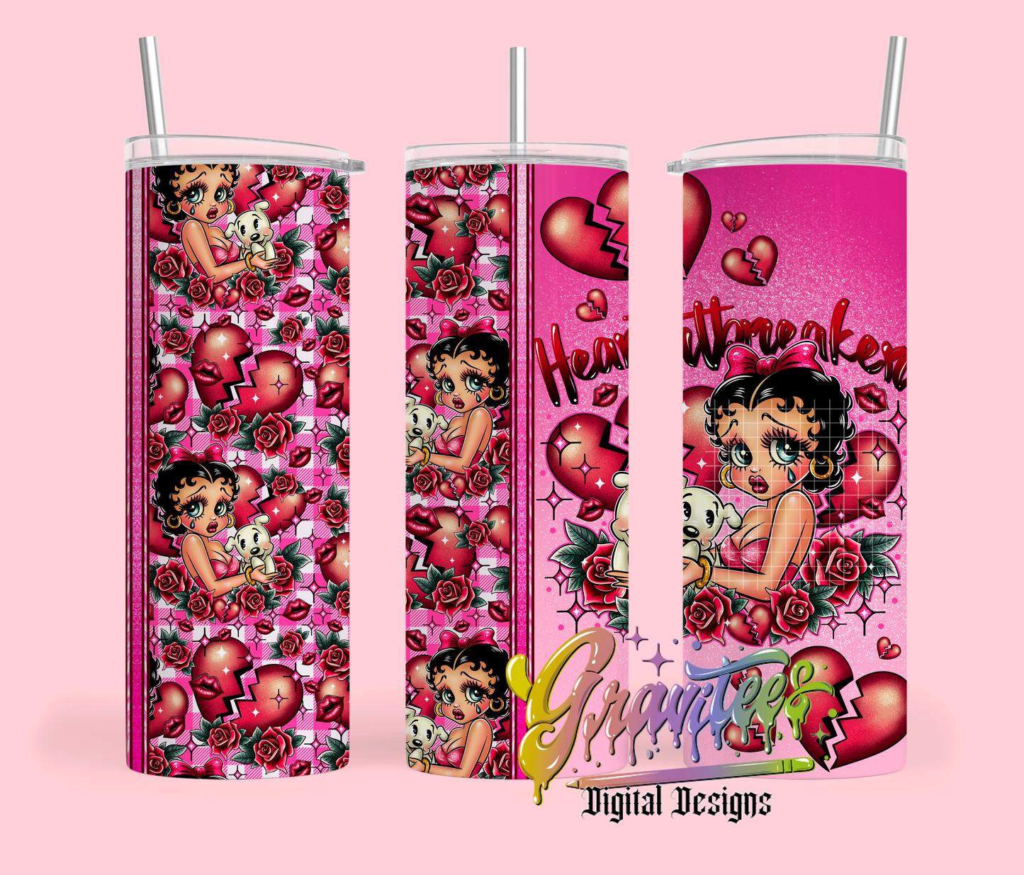 Heartbreaker Betty 20 oz. Tumbler Template Png, Valentine Clipart, Trendy Valentine Clipart for DTF or Shirt Printing, PNG Only!