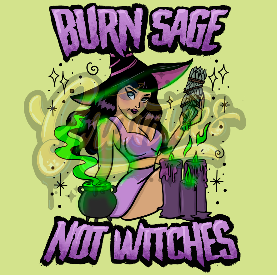 Burn Sage Not Witches PNG, Witch Clipart for DTF or Shirt Printing, PNG Only!