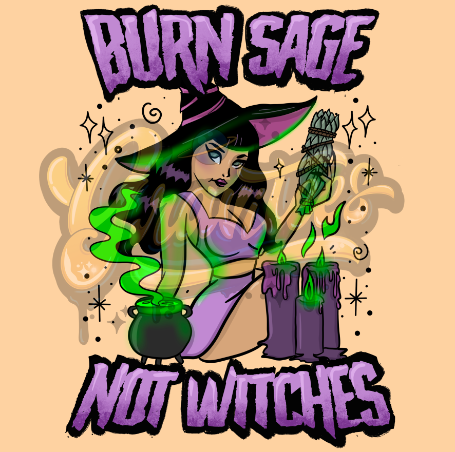 Burn Sage Not Witches PNG, Witch Clipart for DTF or Shirt Printing, PNG Only!