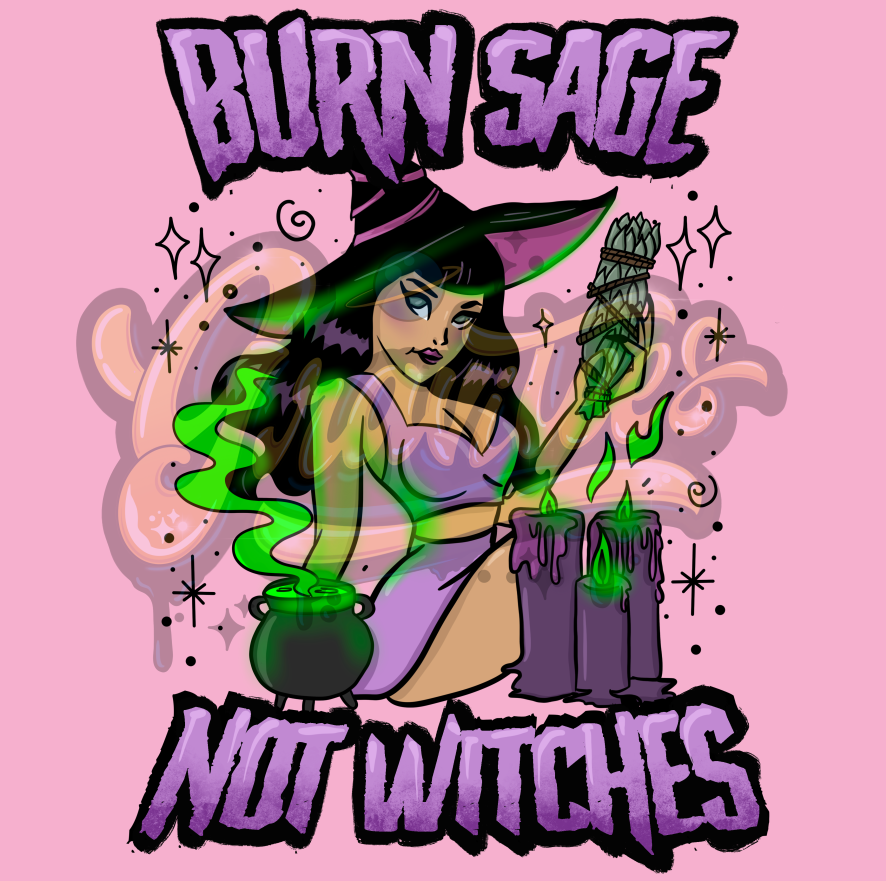 Burn Sage Not Witches PNG, Witch Clipart for DTF or Shirt Printing, PNG Only!