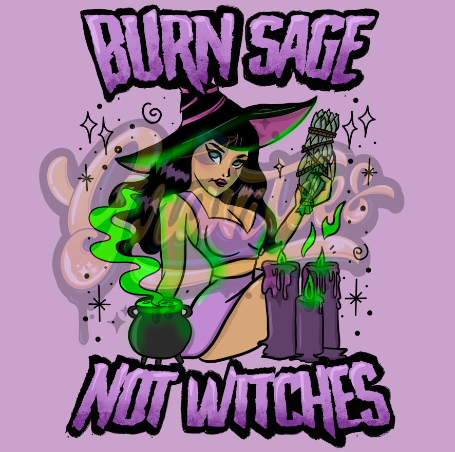 Burn Sage Not Witches PNG, Witch Clipart for DTF or Shirt Printing, PNG Only!