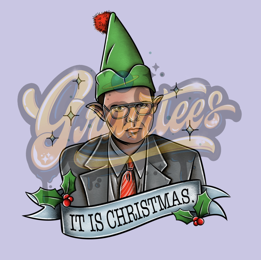 It Is Christmas Dwight Png, No Background Dwight Elf Clipart, The Office Christmas Clipart for DTF or Shirt Printing PNG Only!