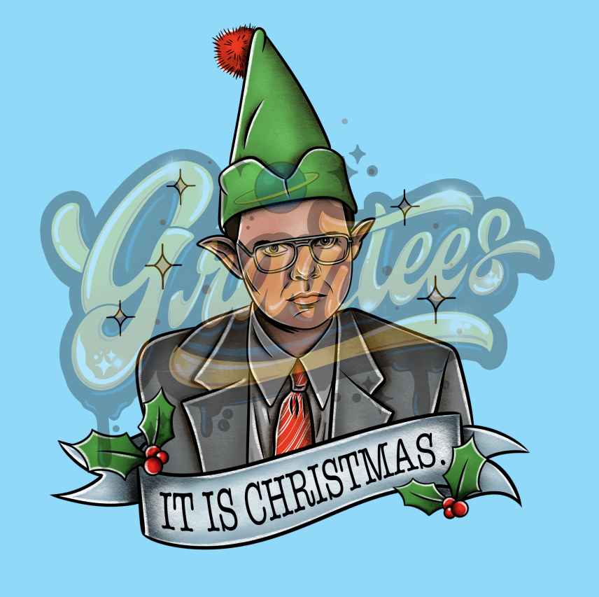 It Is Christmas Dwight Png, No Background Dwight Elf Clipart, The Office Christmas Clipart for DTF or Shirt Printing PNG Only!