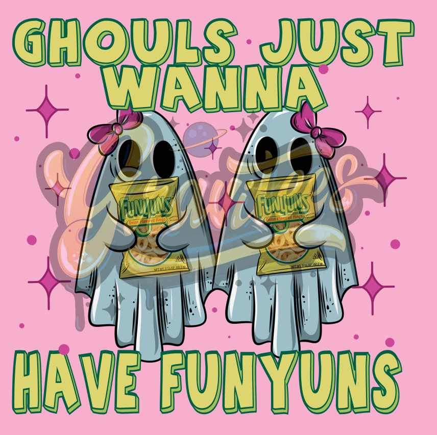 Ghouls Just Wanna Have Funyuns Png, Ghost Clipart, Funyuns Clipart, Ghost Food Clipart for DTF or Shirt Printing PNG Only!