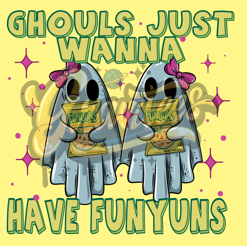 Ghouls Just Wanna Have Funyuns Png, Ghost Clipart, Funyuns Clipart, Ghost Food Clipart for DTF or Shirt Printing PNG Only!
