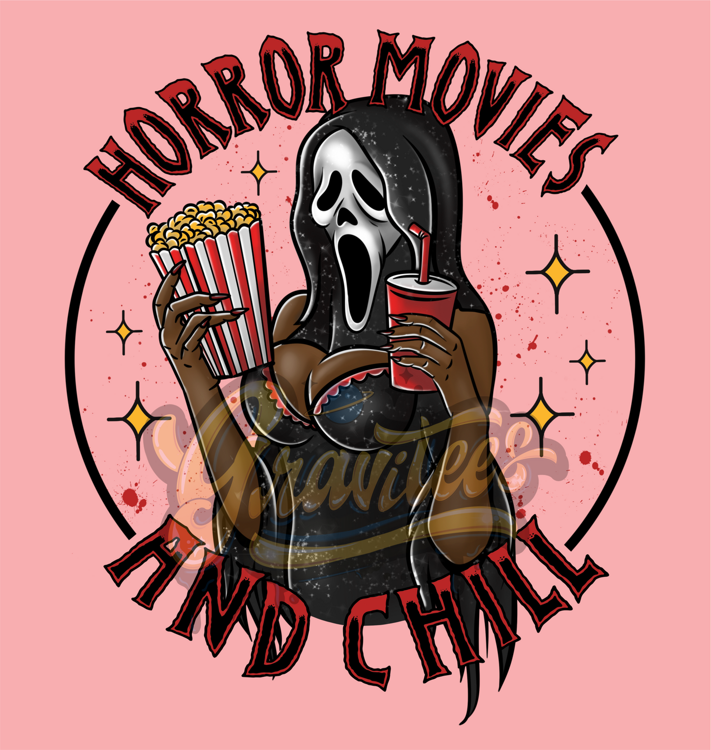 Horror Movies and Chill Clipart, Dark Skin Tone, Horror Clipart, Horror Clipart, Scream Clipart for DTF or Shirt Printing, PNG Only!