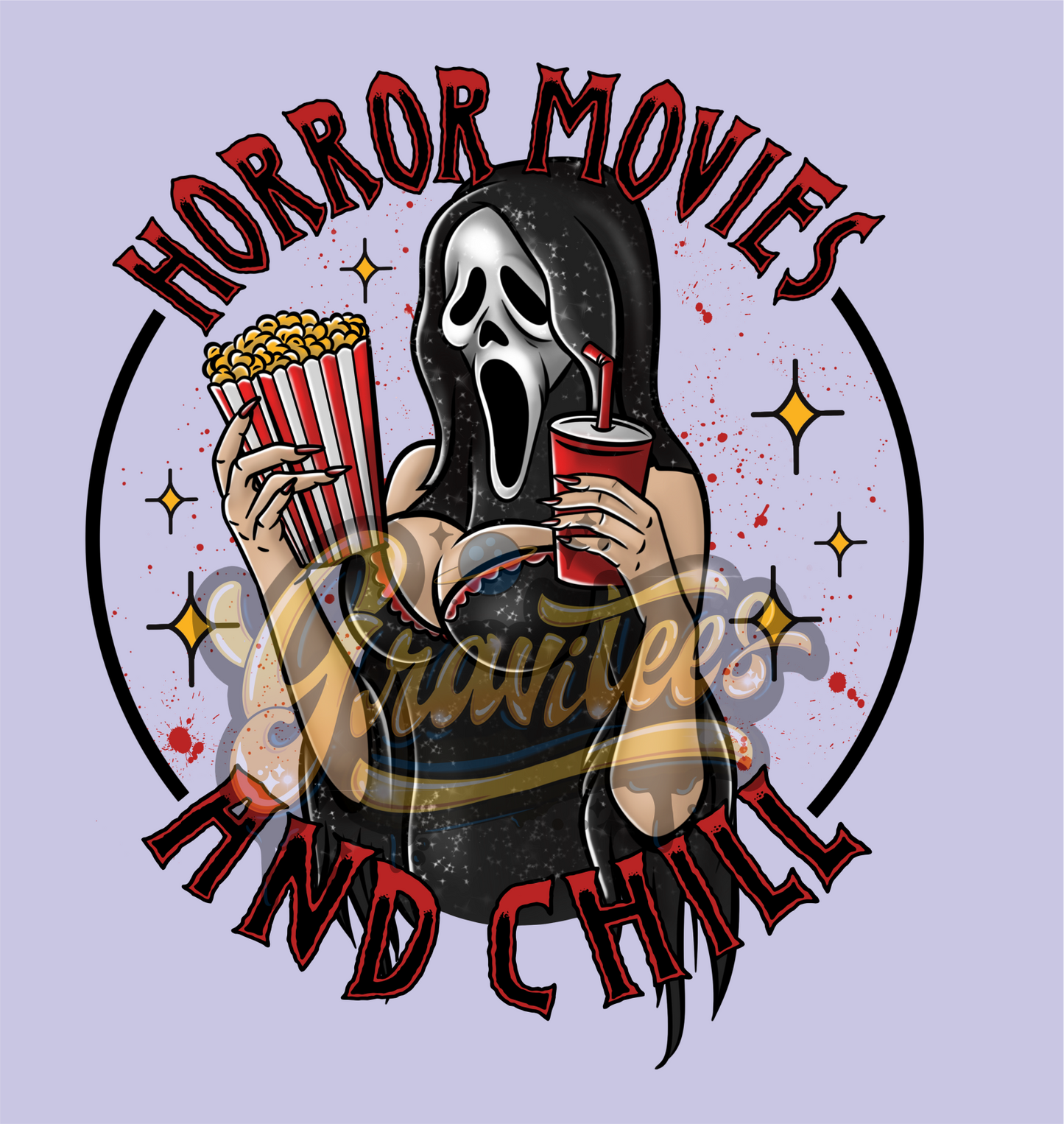 Horror Movies and Chill Clipart, Light Skin Tone, Horror Clipart, Horror Clipart, Scream Clipart for DTF or Shirt Printing, PNG Only!