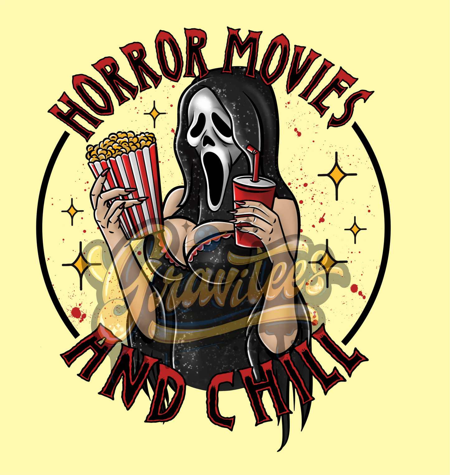 Horror Movies and Chill Clipart, Light Skin Tone, Horror Clipart, Horror Clipart, Scream Clipart for DTF or Shirt Printing, PNG Only!