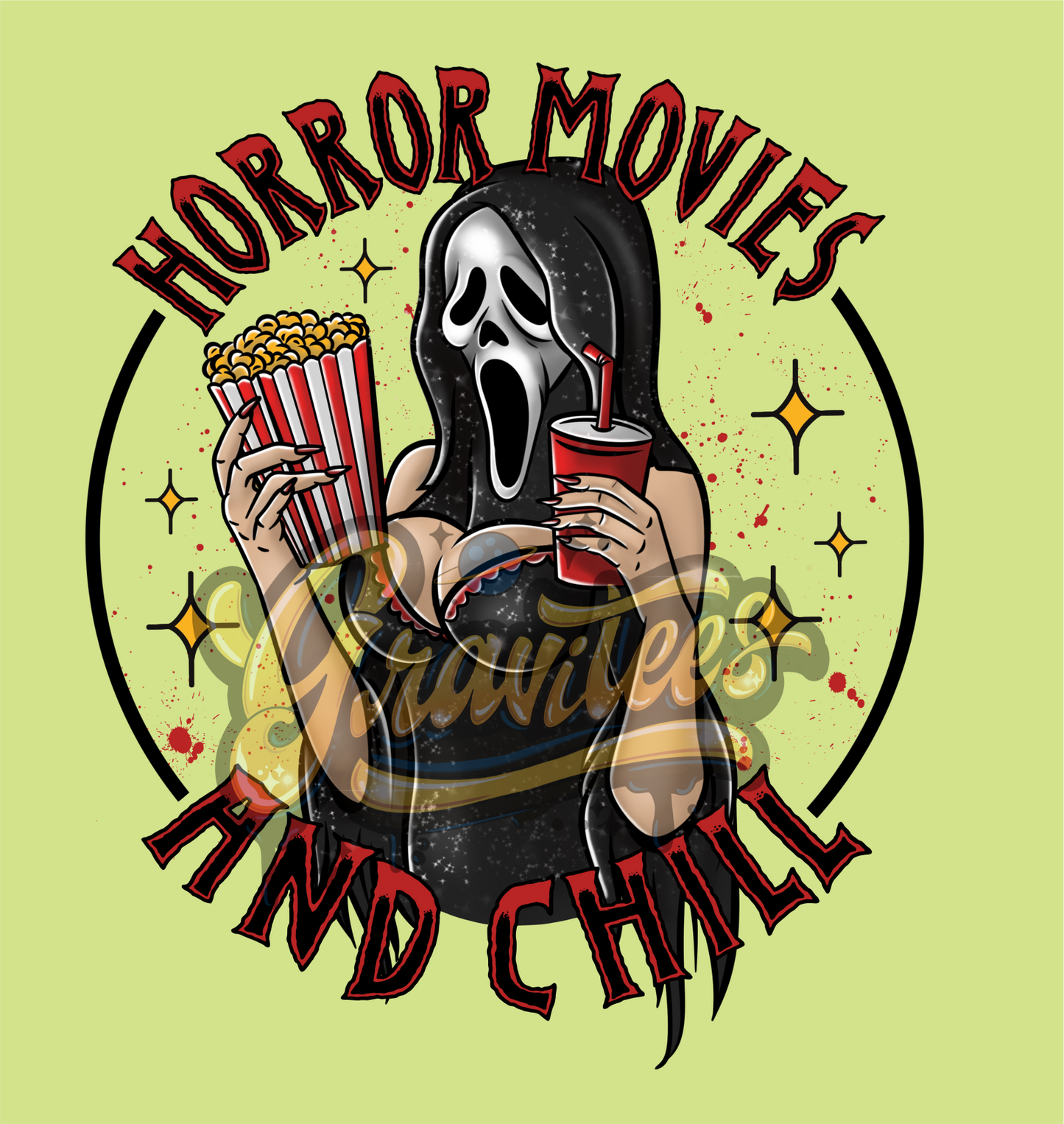 Horror Movies and Chill Clipart, Light Skin Tone, Horror Clipart, Horror Clipart, Scream Clipart for DTF or Shirt Printing, PNG Only!