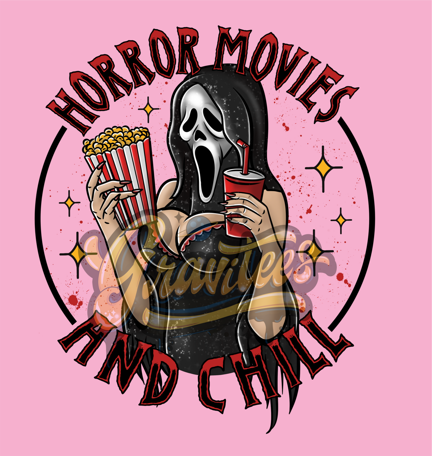 Horror Movies and Chill Clipart, Light Skin Tone, Horror Clipart, Horror Clipart, Scream Clipart for DTF or Shirt Printing, PNG Only!
