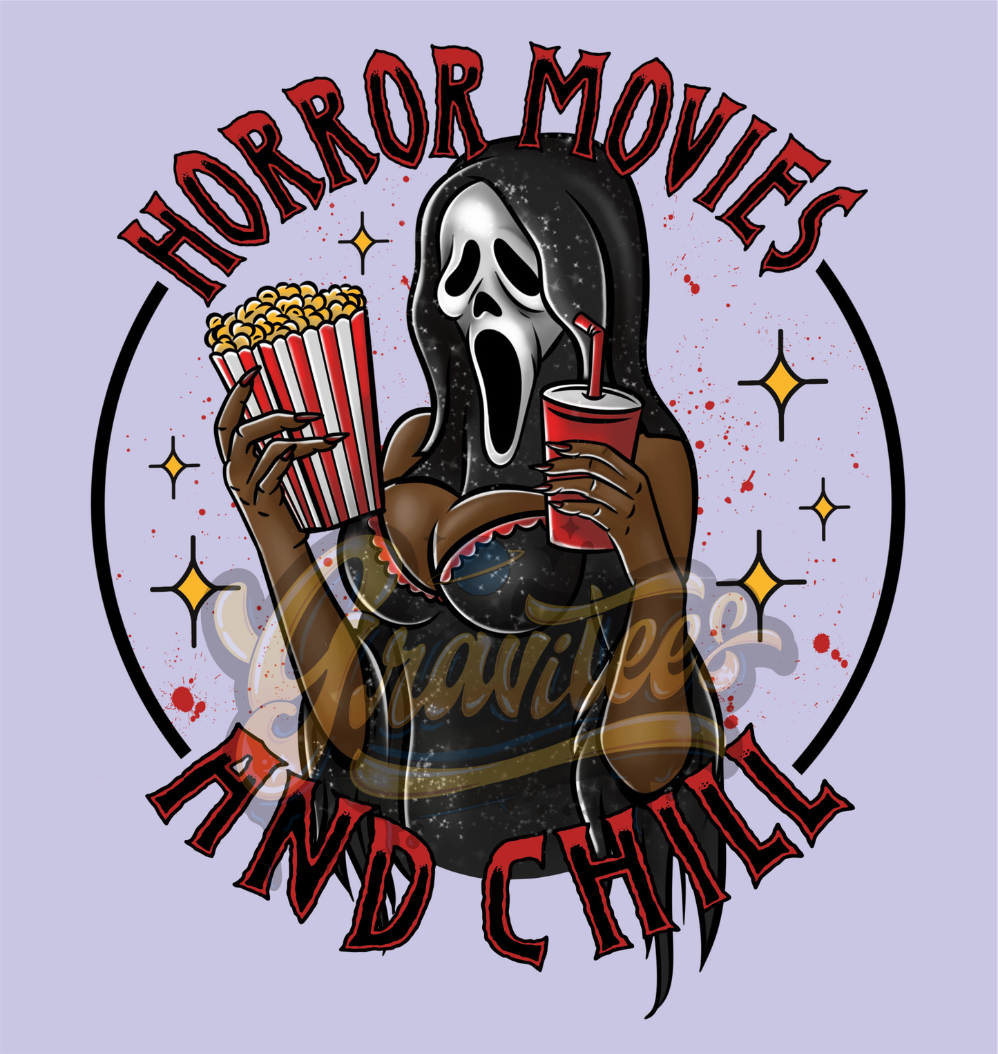 Horror Movies and Chill Clipart, Dark Skin Tone, Horror Clipart, Horror Clipart, Scream Clipart for DTF or Shirt Printing, PNG Only!