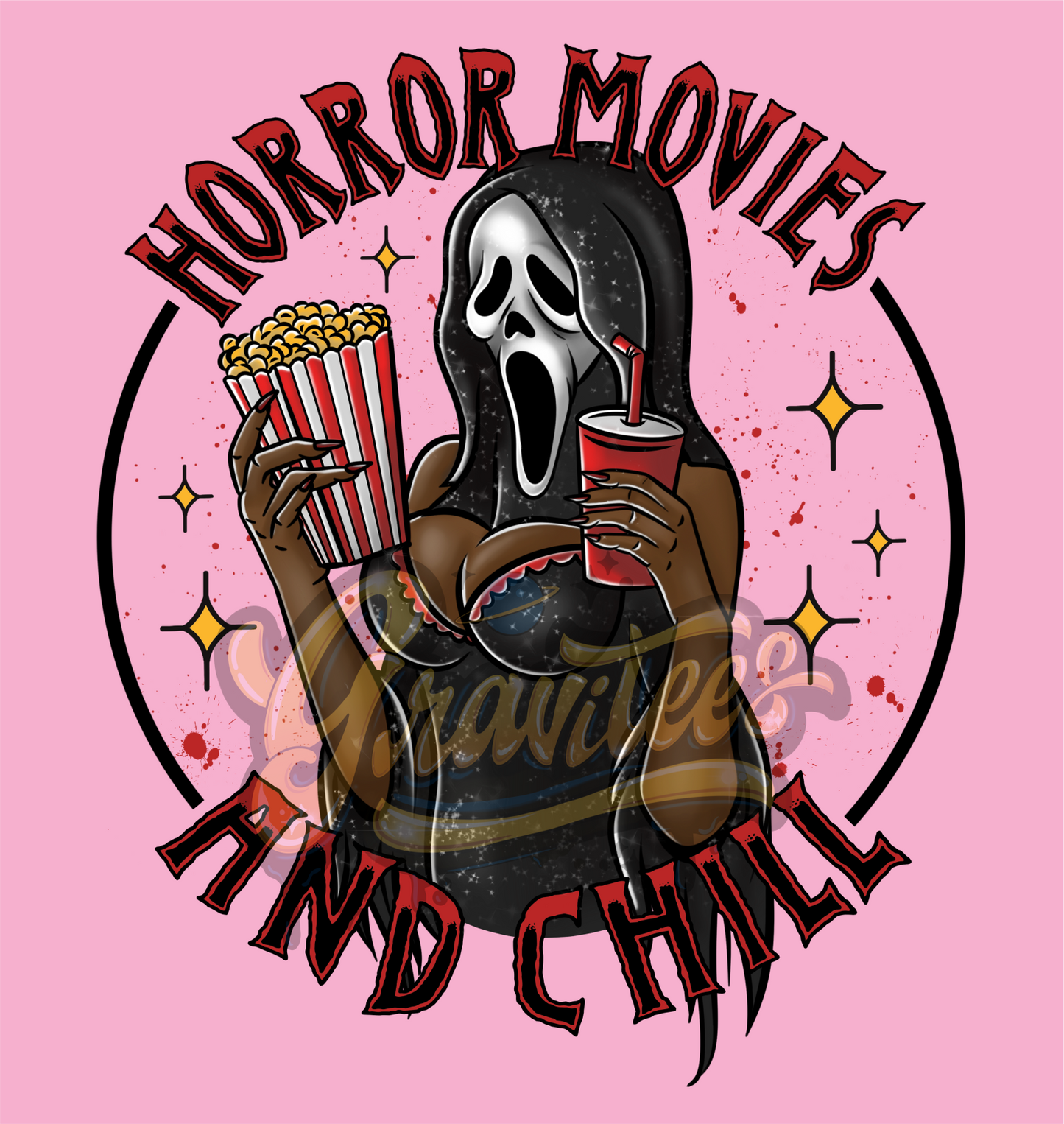 Horror Movies and Chill Clipart, Dark Skin Tone, Horror Clipart, Horror Clipart, Scream Clipart for DTF or Shirt Printing, PNG Only!