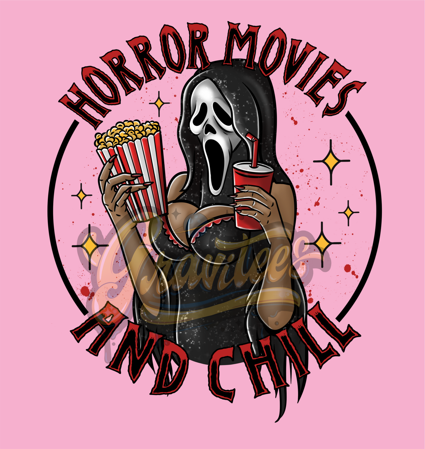 Horror Movies and Chill Clipart, Medium Skin Tone, Horror Clipart, Clipart, Scream Clipart for DTF or Shirt Printing, PNG Only!