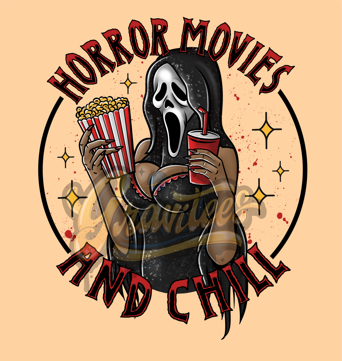 Horror Movies and Chill Clipart, Medium Skin Tone, Horror Clipart, Clipart, Scream Clipart for DTF or Shirt Printing, PNG Only!