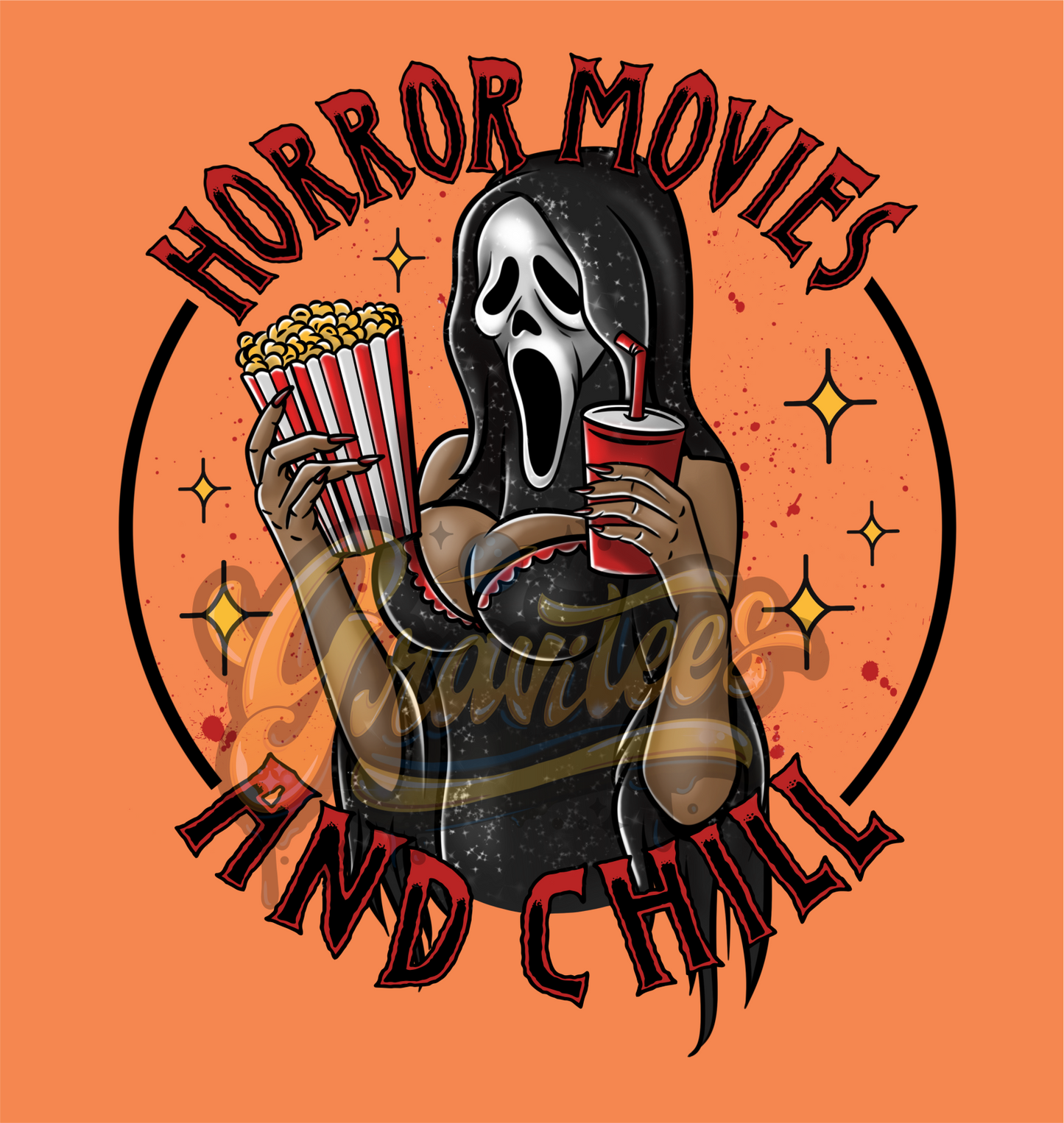 Horror Movies and Chill Clipart, Medium Skin Tone, Horror Clipart, Clipart, Scream Clipart for DTF or Shirt Printing, PNG Only!