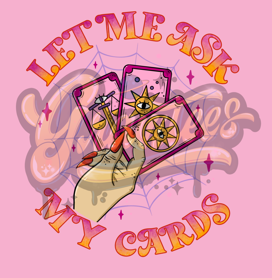 Let Me ask My Cards PNG, Tarot Clipart, Tarot Cards Clipart, Halloween Witch Clipart for DTF or Shirt Printing, PNG Only!