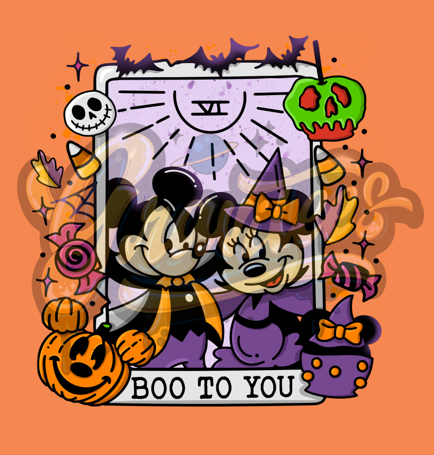 Boo To You PNG, Mickey Clipart, Tarot Clipart, Not So Scary Clipart, Halloween Clipart for DTF or Shirt Printing, PNG Only!