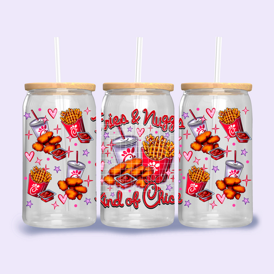 Fries & Nuggs Kind Of Chick Libbey Template Design Png, Nuggets Clipart, Trendy Food Clipart, Clipart for DTF or Shirt Printing, PNG Only!
