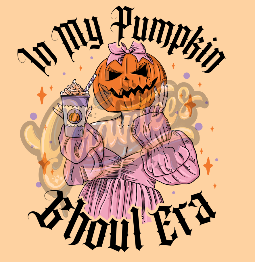 In My Pumpkin Ghoul Era PNG, Pumpkin Clipart, Pumpkin Spice Clipart, Halloween Girl Clipart for DTF or Shirt Printing, PNG Only!